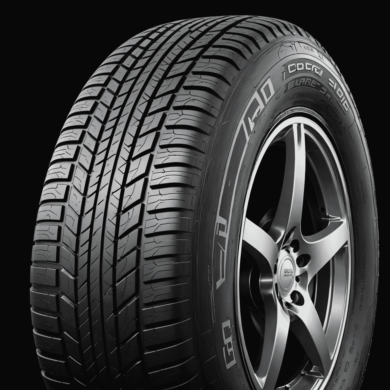 Close-up of a high-tech tire with visible sensors and unique tread pattern, showcasing advanced tire technology